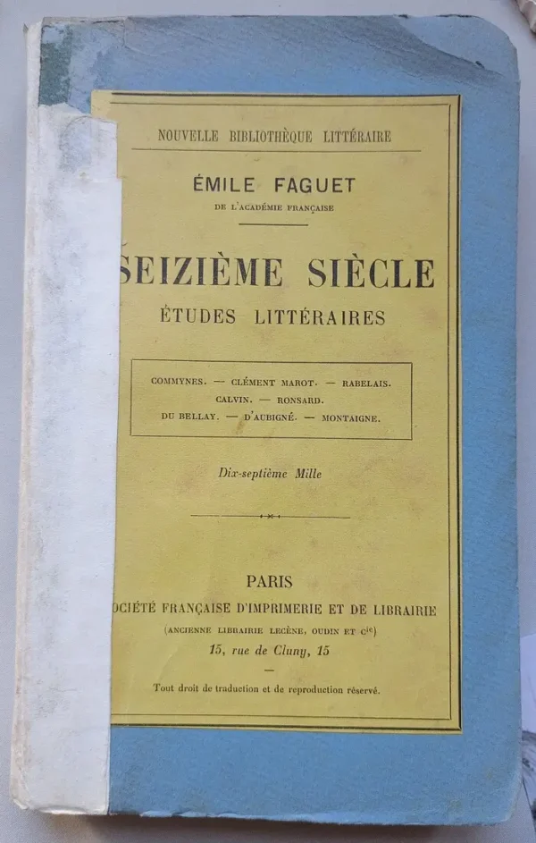 Seizième siècle, études littéraires.